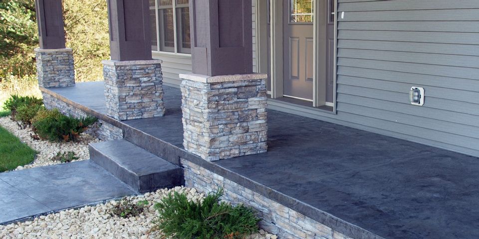 Decorative Concrete Front Porch and Walkway photo