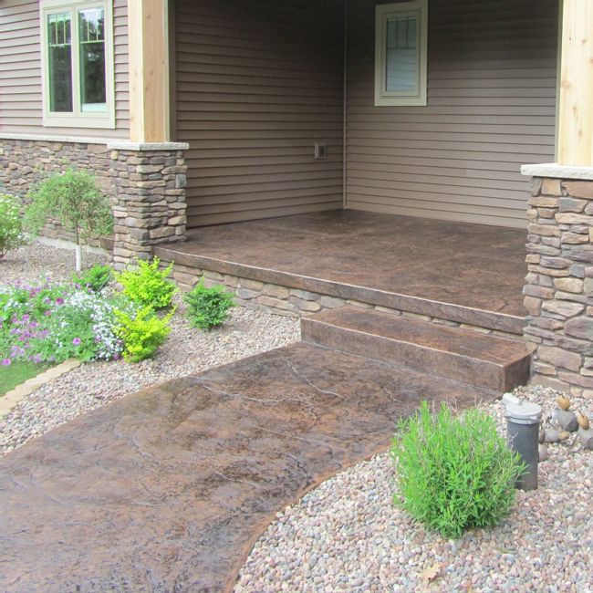 Decorative Concrete Front Porch and Walkway photo